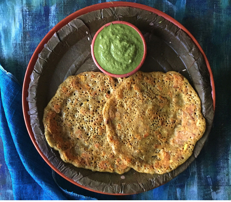 Vazhaipoo Adai with Coconut-Mint Chutney